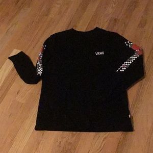 Vans Black Long-Sleeve Patchwork Rose Top